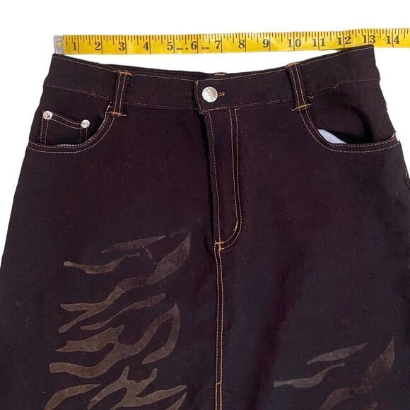 Medane Fashion stretch denim long pencil skirt flocked front design size 26 - Picture 5 of 11